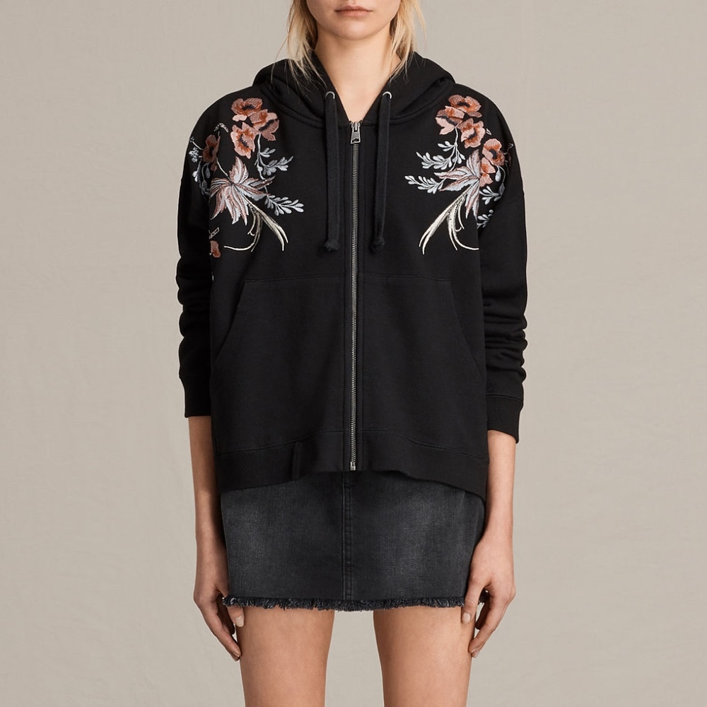 HP🎶Allsaints┆margot embroidered hoody